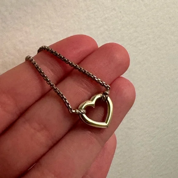 David Yurman Silver and Gold Heart Necklace - Picture 7 of 7